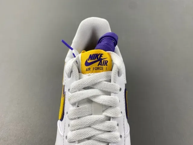 Nike Air Force 1 White Yellow Purple Lifestyle Sneakers 5