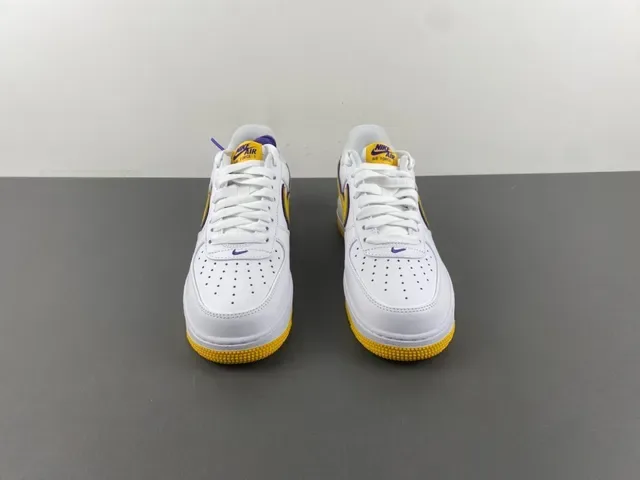 Nike Air Force 1 White Yellow Purple Lifestyle Sneakers 11
