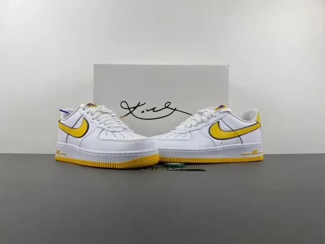 Nike Air Force 1 White Yellow Purple Lifestyle Sneakers 13