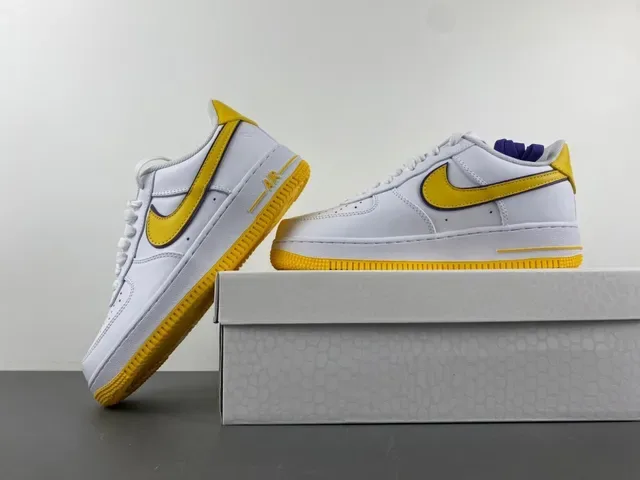 Nike Air Force 1 White Yellow Purple Lifestyle Sneakers 14