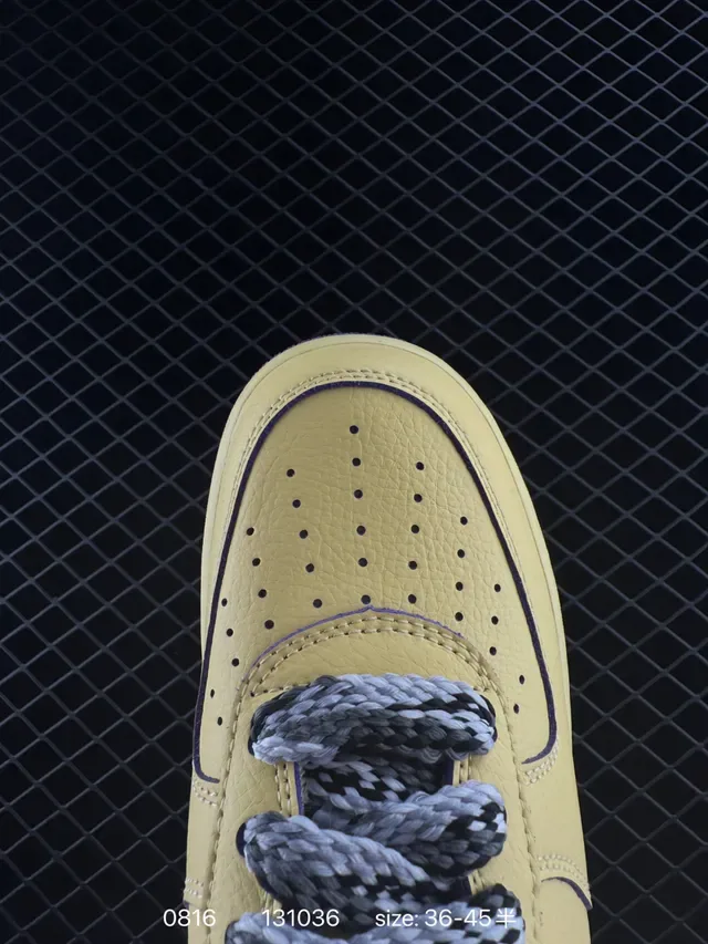 Nike Air Force 1 Yellow Purple Low-Top Leather Upper Lifestyle Sneakers 3