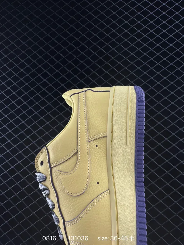 Nike Air Force 1 Yellow Purple Low-Top Leather Upper Lifestyle Sneakers 4