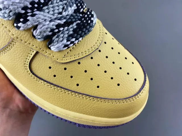 Nike Air Force 1 Yellow Purple Snakeskin Lace Lifestyle Sneaker 2