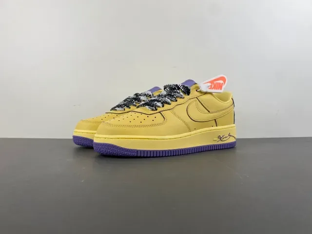 Nike Air Force 1 Yellow Purple Snakeskin Lace Lifestyle Sneaker 10