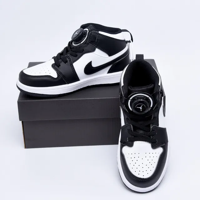 Nike Air Jordan 1 High Chaussures de Basketball Enfants Rouge Noir Blanc 19