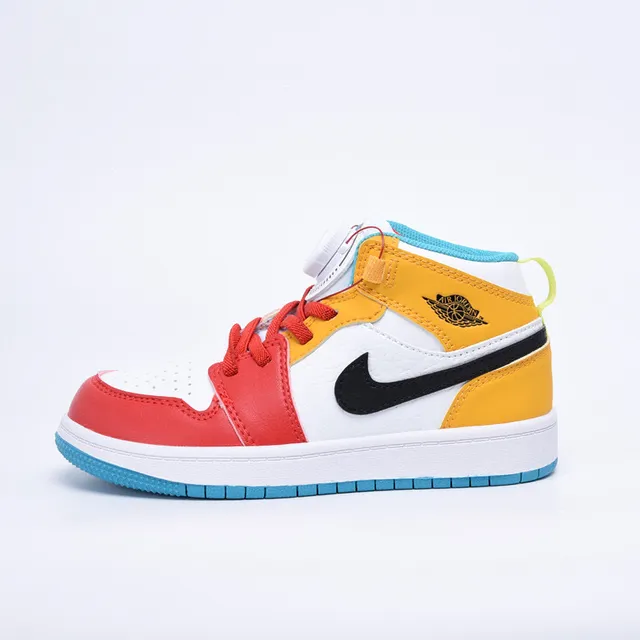 Nike Air Jordan 1 High Chaussures de Basketball Enfants Rouge Noir Blanc 21
