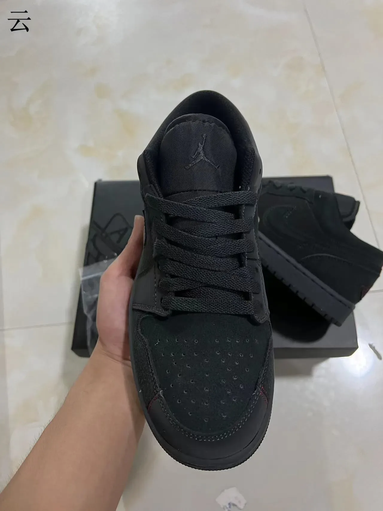 Nike Air Jordan 1 Low All-Black Lifestyle Sneakers 3