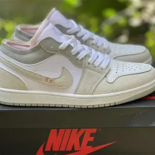 Nike Air Jordan 1 Low Beige and White Lifestyle Sneakers
