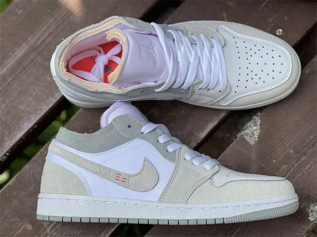 Nike Air Jordan 1 Low Beige et Blanc Lifestyle Sneakers 6