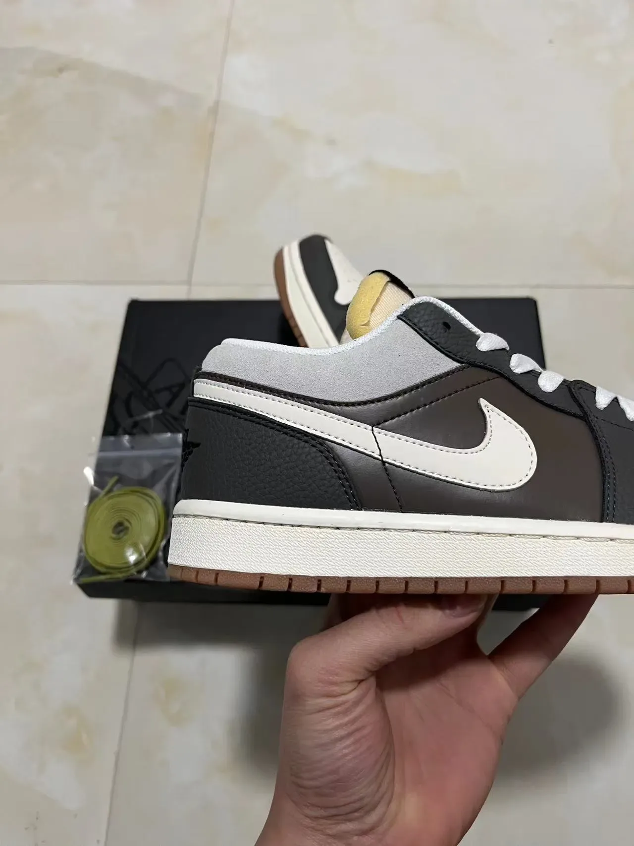 Nike Air Jordan 1 Low Black Gray Gum Lifestyle Sneakers 6