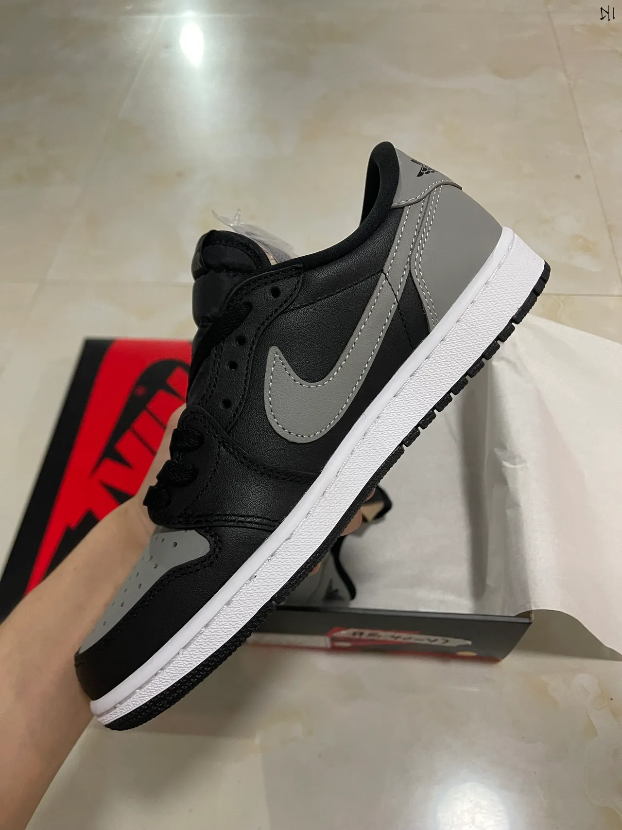 Nike Air Jordan 1 Low Black Gray White Lifestyle Sneakers 5