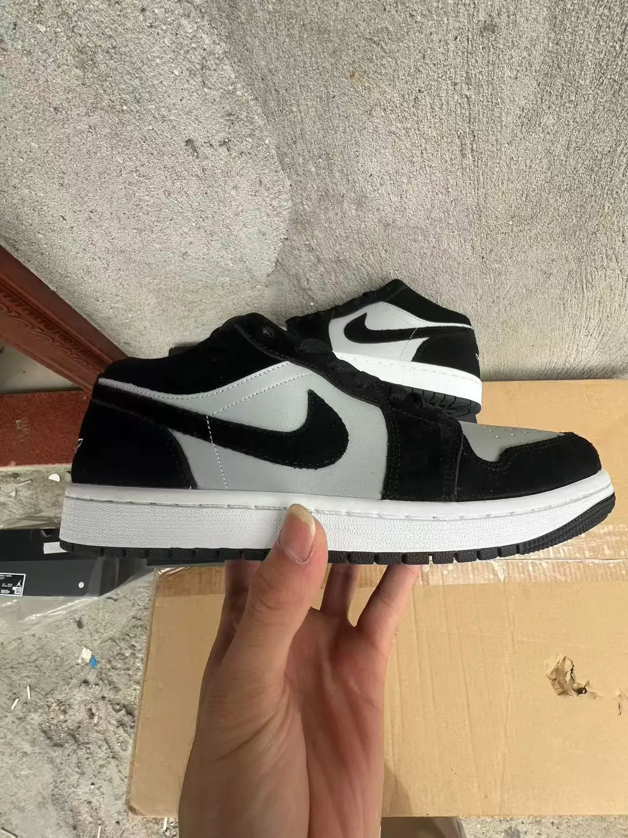 Nike Air Jordan 1 Low Black Light Gray White Lifestyle Sneakers 7