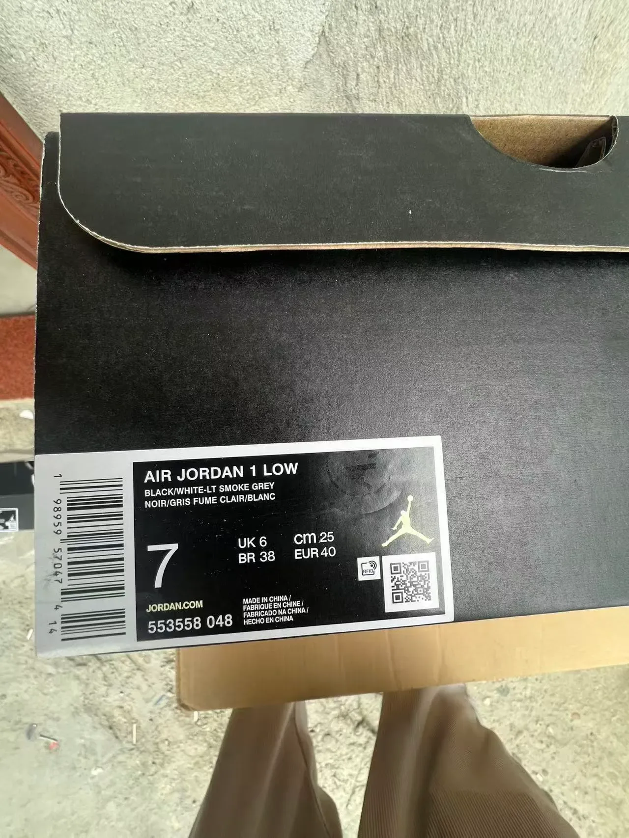 Nike Air Jordan 1 Low Black Light Gray White Lifestyle Sneakers 10