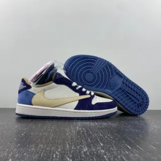 Nike Air Jordan 1 Low Blue Beige White Lifestyle Sneakers