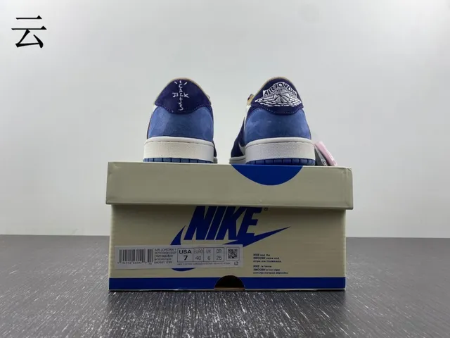 Nike Air Jordan 1 Low Blue Beige White Lifestyle Sneakers 3