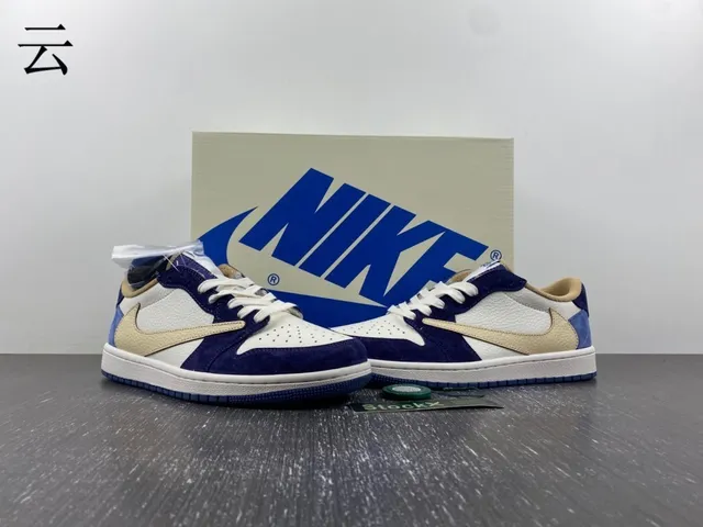 Nike Air Jordan 1 Low Blue Beige White Lifestyle Sneakers 7