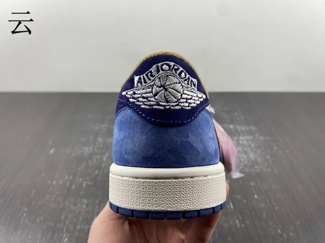Nike Air Jordan 1 Low Blue Beige White Lifestyle Sneakers 9