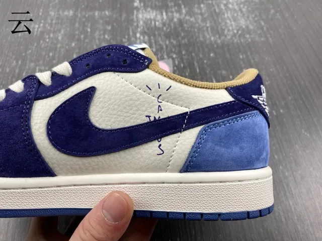Nike Air Jordan 1 Low Blue Beige White Lifestyle Sneakers 13