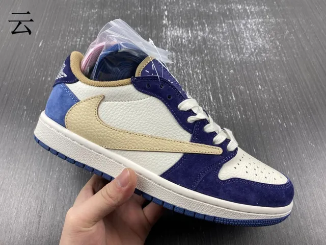 Nike Air Jordan 1 Low Blue Beige White Lifestyle Sneakers 14