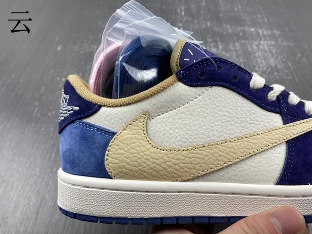 Nike Air Jordan 1 Low Blue Beige White Lifestyle Sneakers 16