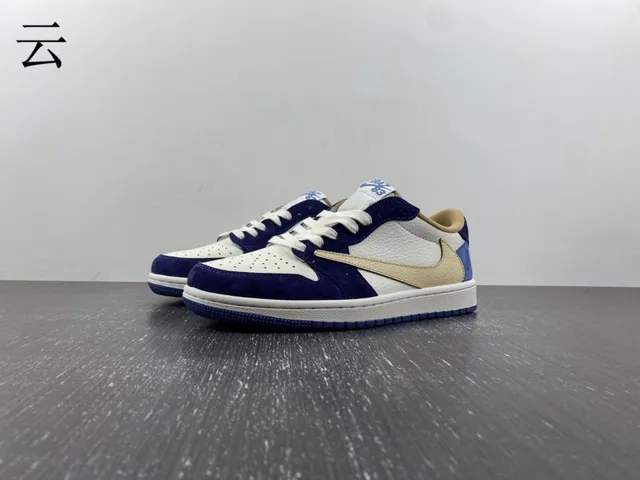 Nike Air Jordan 1 Low Blue Beige White Lifestyle Sneakers 18