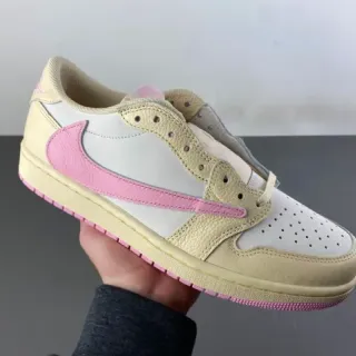 Nike Air Jordan 1 Low Cream White Pink Lifestyle Sneakers