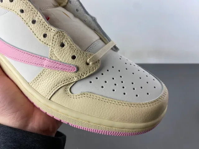 Nike Air Jordan 1 Low Cream White Pink Lifestyle Sneakers 2