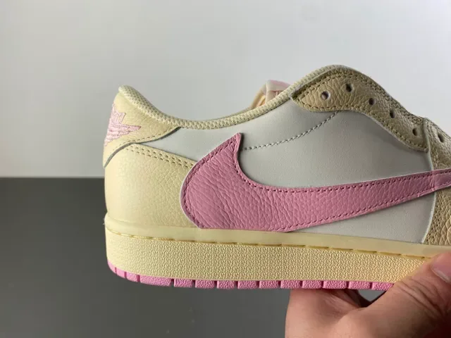 Nike Air Jordan 1 Low Cream White Pink Lifestyle Sneakers 3