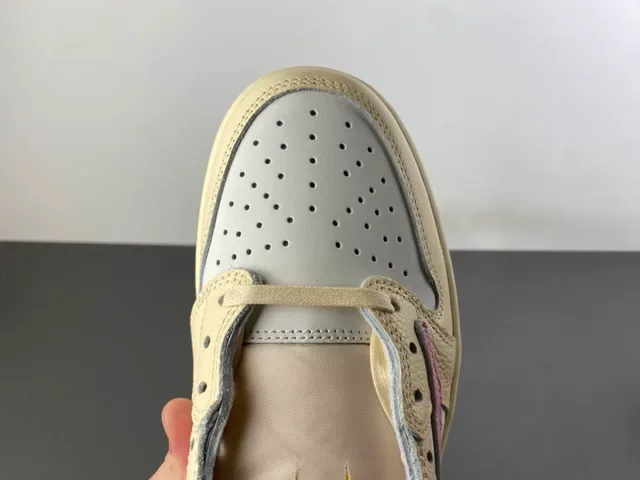 Nike Air Jordan 1 Low Cream White Pink Lifestyle Sneakers 6