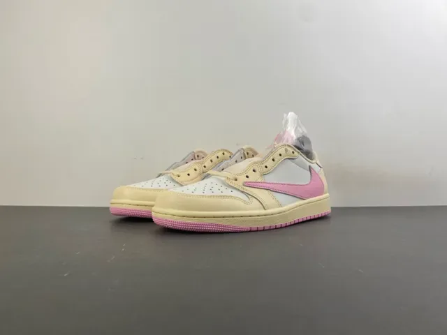 Nike Air Jordan 1 Low Cream White Pink Lifestyle Sneakers 11