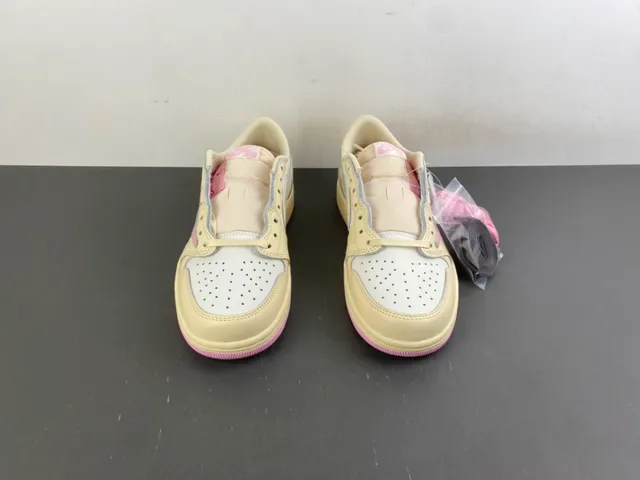 Nike Air Jordan 1 Low Cream White Pink Lifestyle Sneakers 12