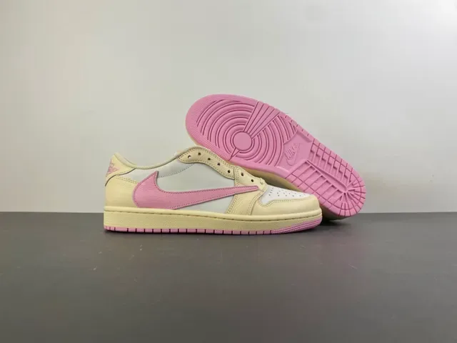 Nike Air Jordan 1 Low Cream White Pink Lifestyle Sneakers 13