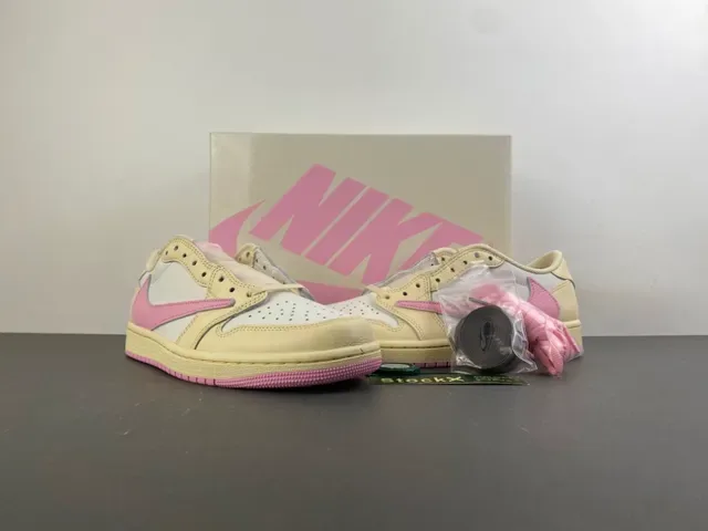 Nike Air Jordan 1 Low Cream White Pink Lifestyle Sneakers 14