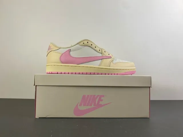 Nike Air Jordan 1 Low Cream White Pink Lifestyle Sneakers 16