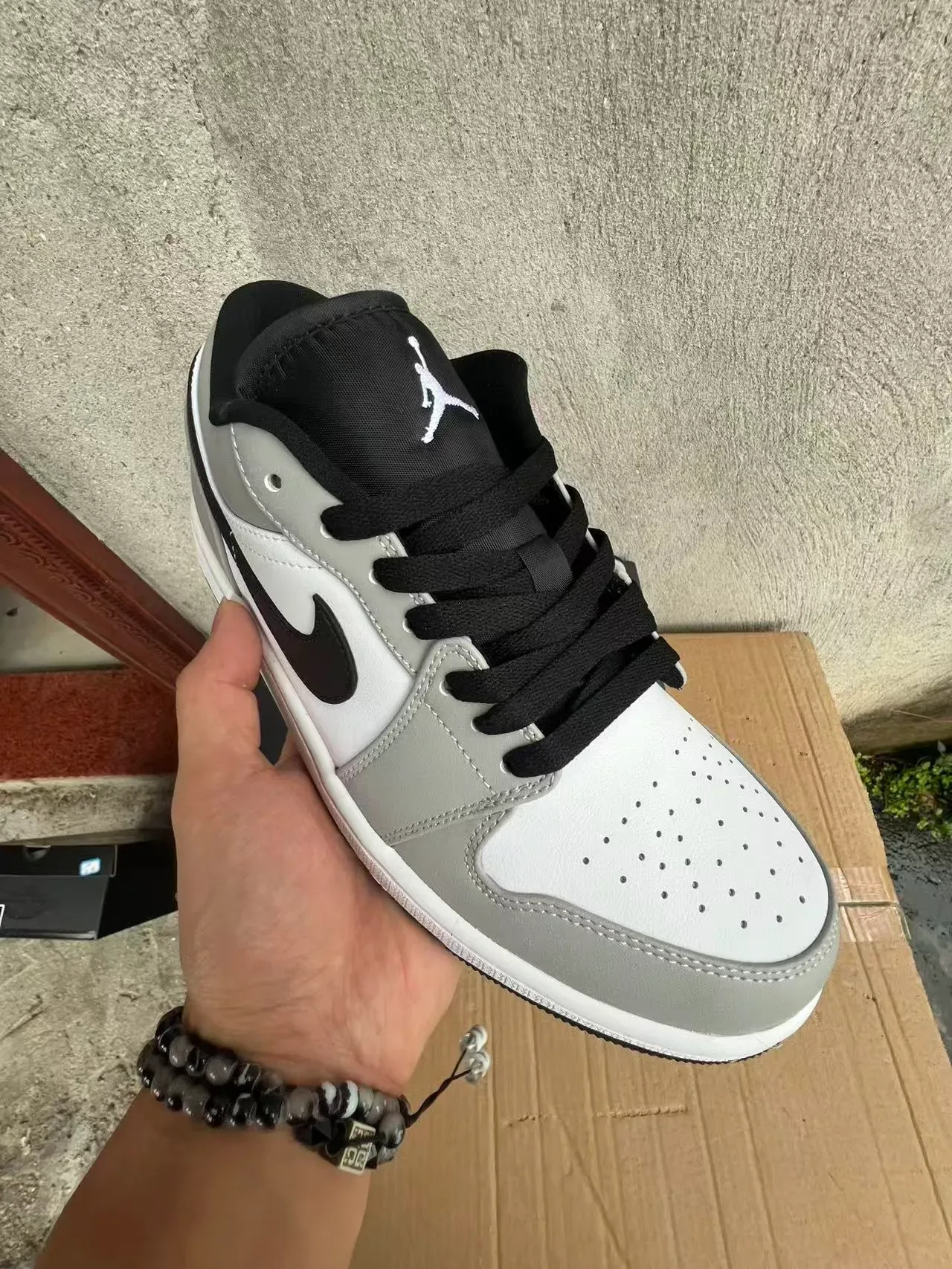 Nike Air Jordan 1 Low Gray White Black Lifestyle Sneakers 2