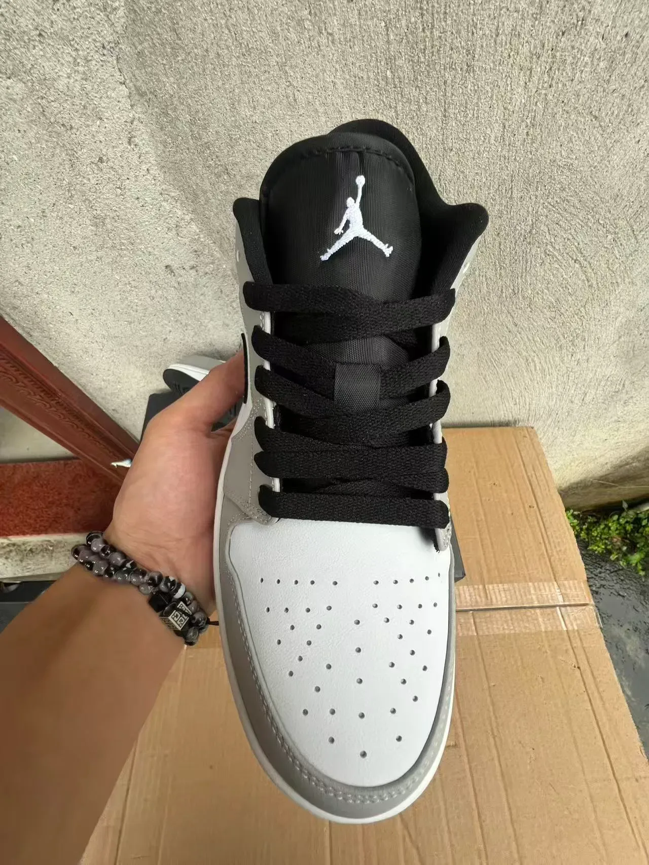 Nike Air Jordan 1 Low Gray White Black Lifestyle Sneakers 3