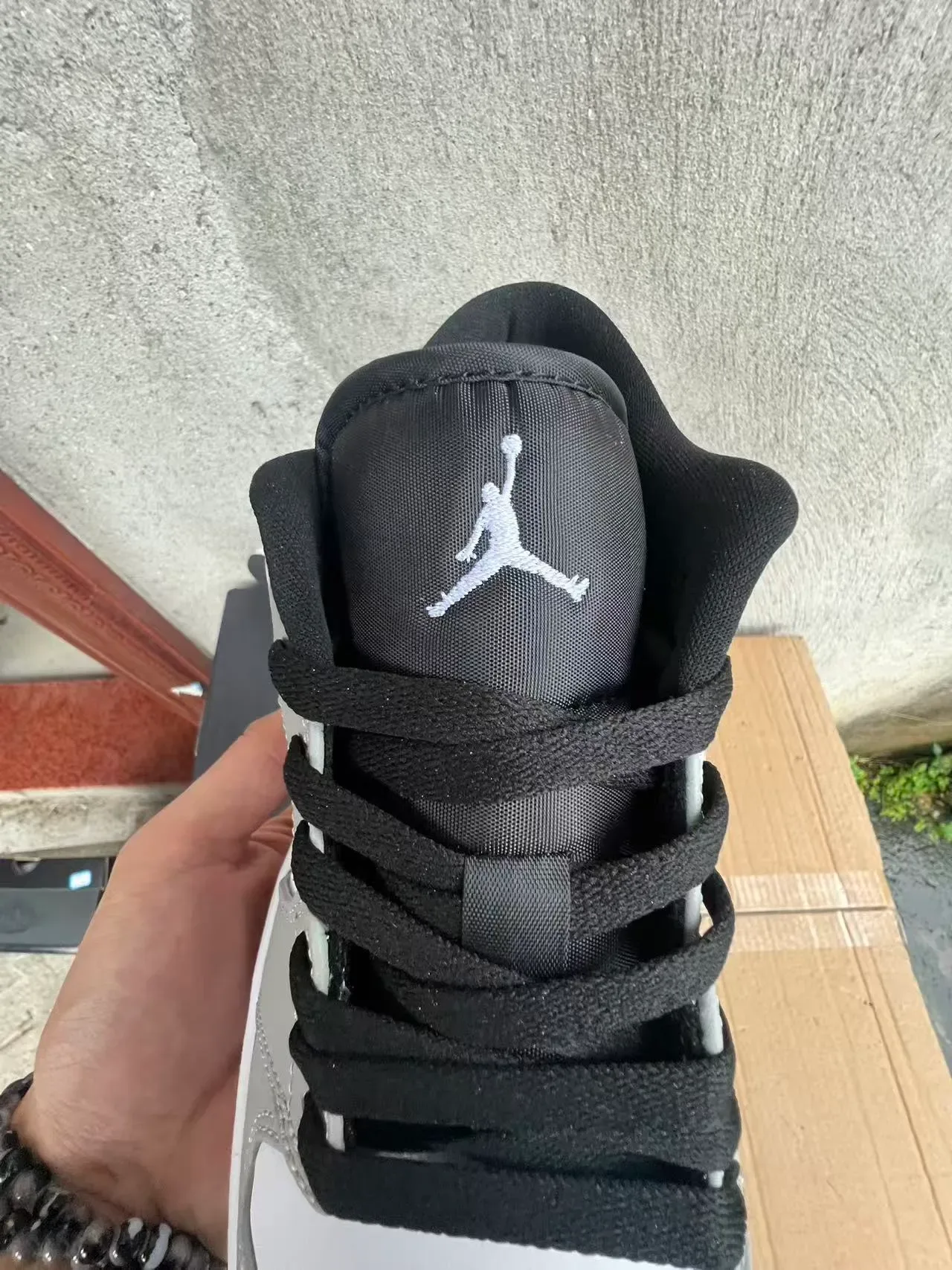 Nike Air Jordan 1 Low Gray White Black Lifestyle Sneakers 4
