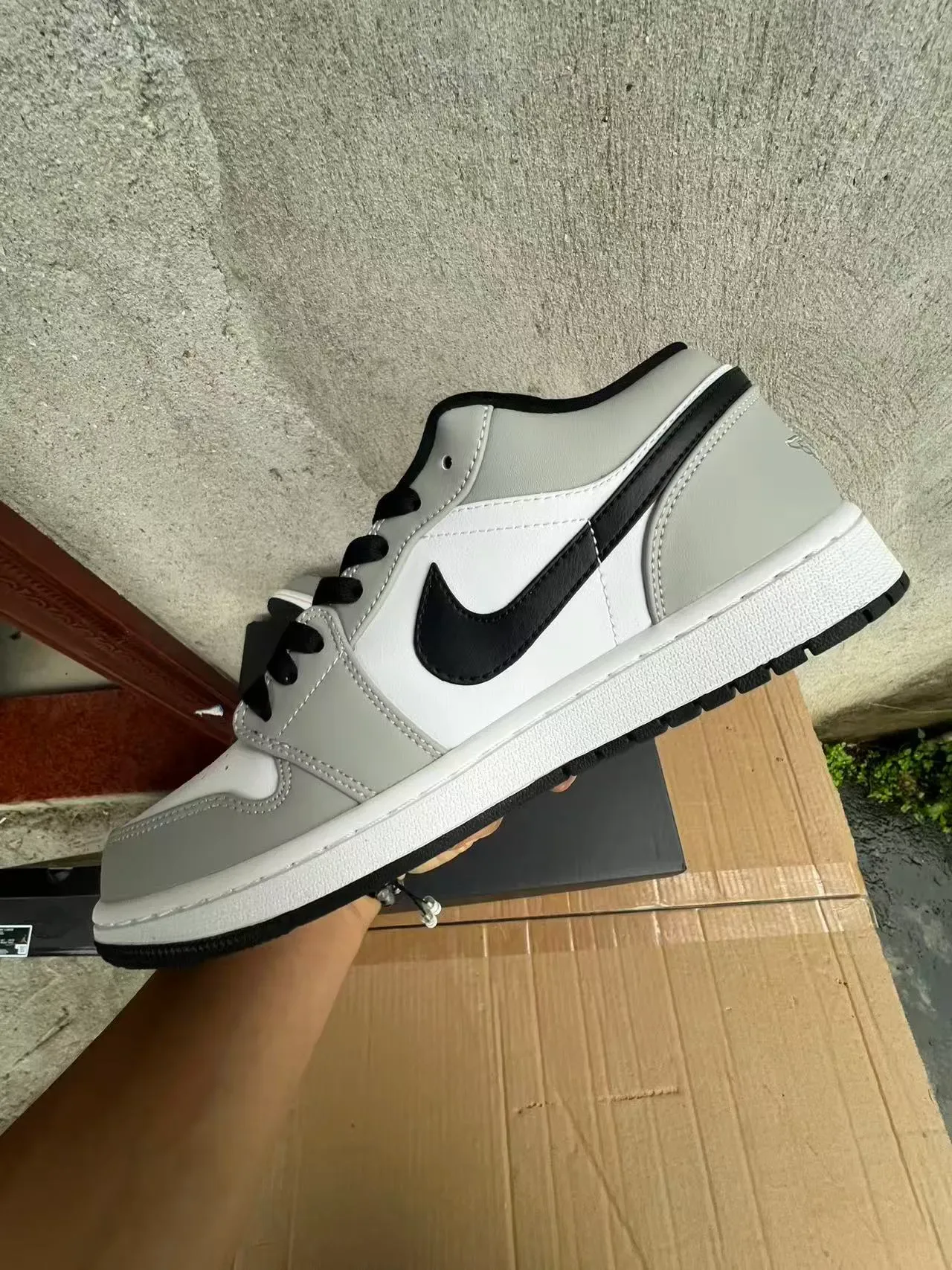 Nike Air Jordan 1 Low Gray White Black Lifestyle Sneakers 5