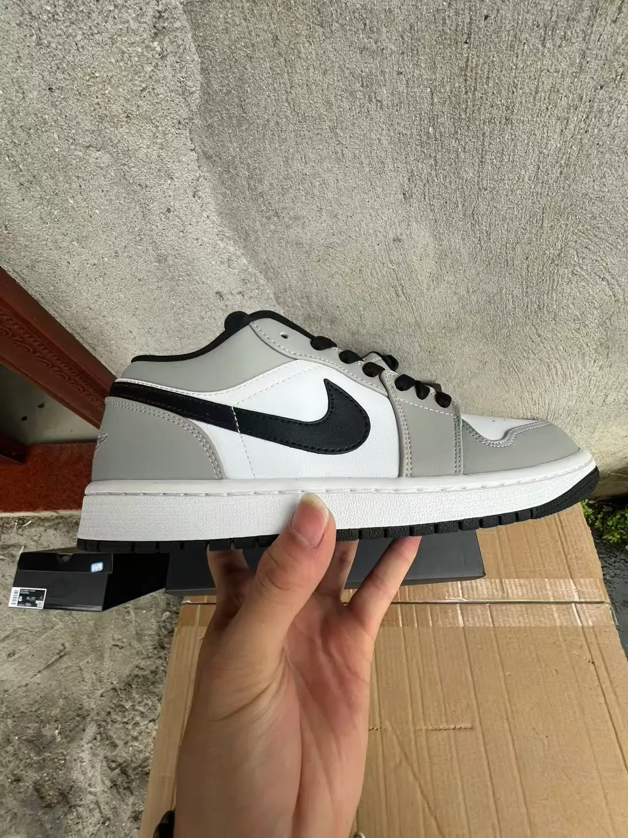 Nike Air Jordan 1 Low Gray White Black Lifestyle Sneakers 7