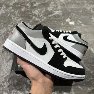 Nike Air Jordan 1 Low Metallic Silver Black White Lifestyle Sneakers