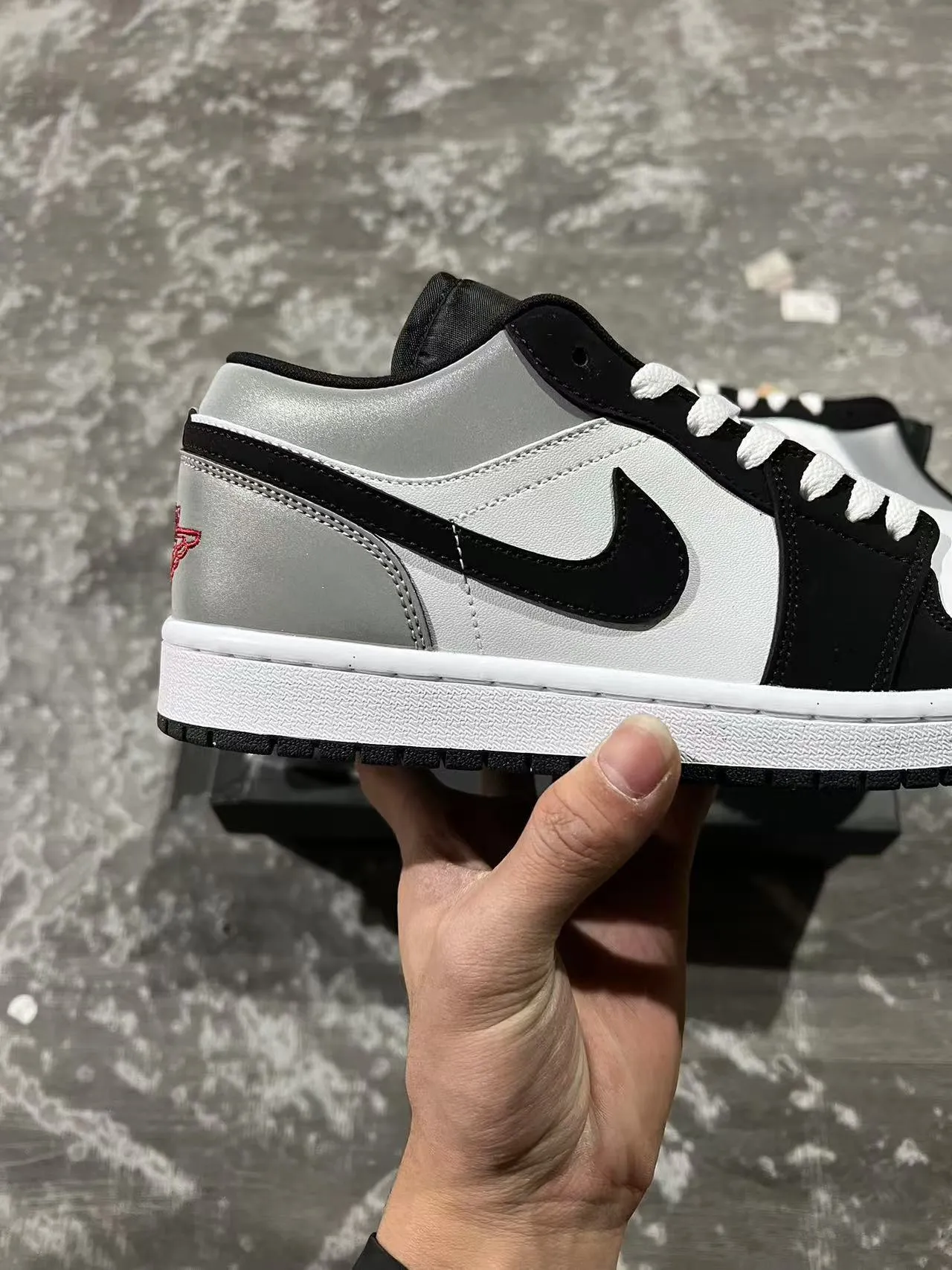 Nike Air Jordan 1 Low Metallic Silver Black White Lifestyle Sneakers 7