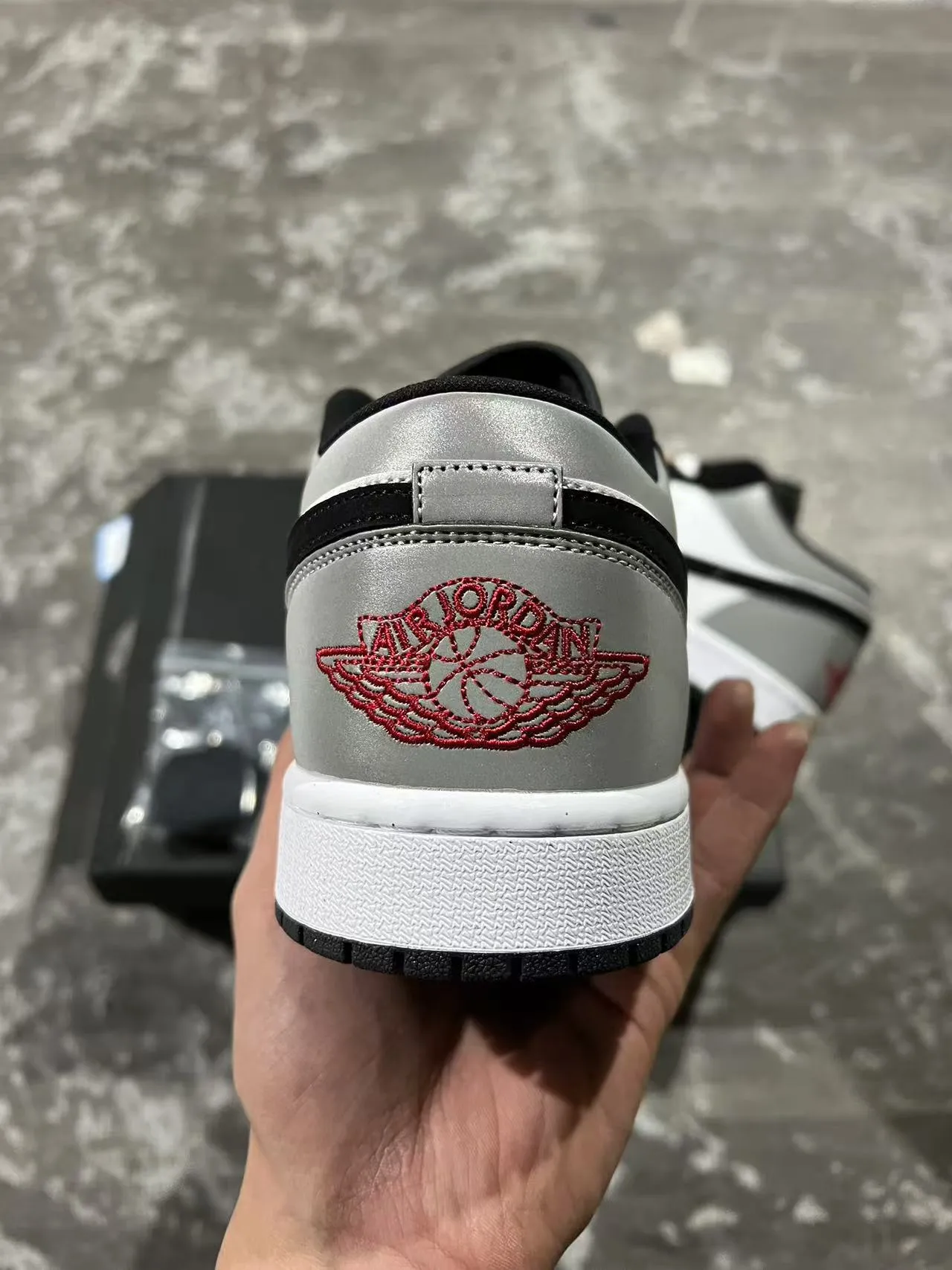 Nike Air Jordan 1 Low Metallic Silver Black White Lifestyle Sneakers 8