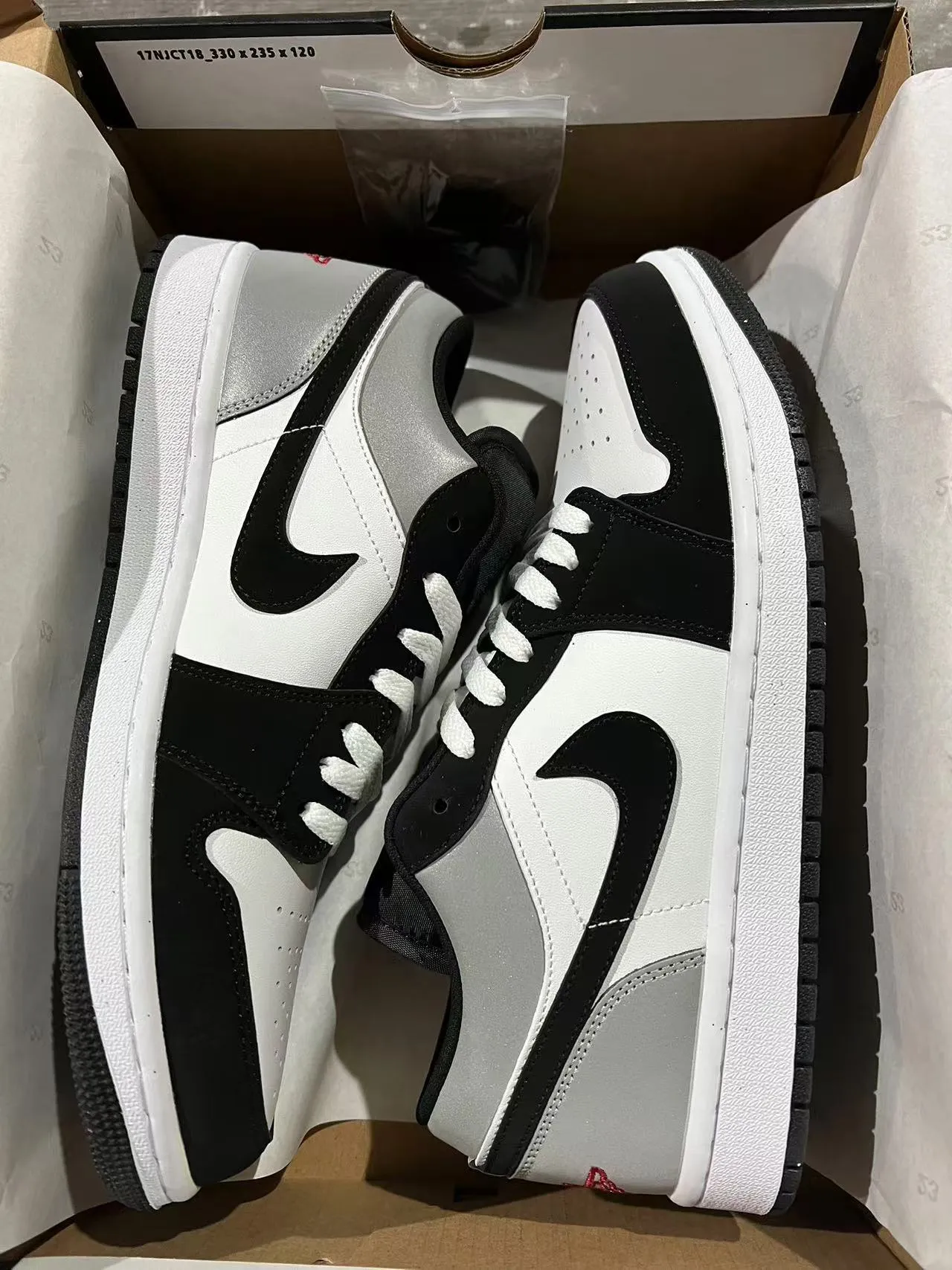 Nike Air Jordan 1 Low Metallic Silver Black White Lifestyle Sneakers 9