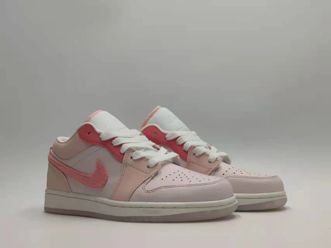 Nike Air Jordan 1 Low Pink and White Lifestyle Sneakers 2