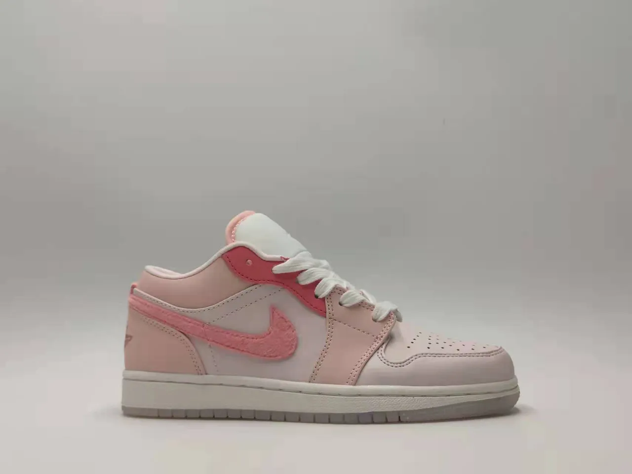 Nike Air Jordan 1 Low Pink and White Lifestyle Sneakers 4