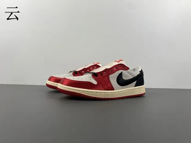 Nike Air Jordan 1 Low Red Black White Lifestyle Sneakers 3