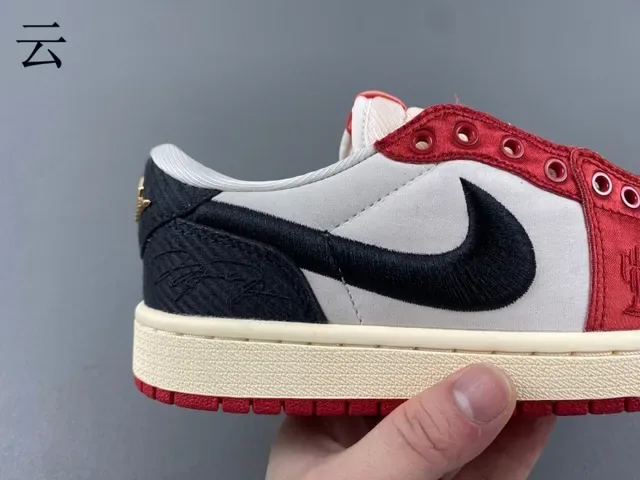 Nike Air Jordan 1 Low Red Black White Lifestyle Sneakers 4