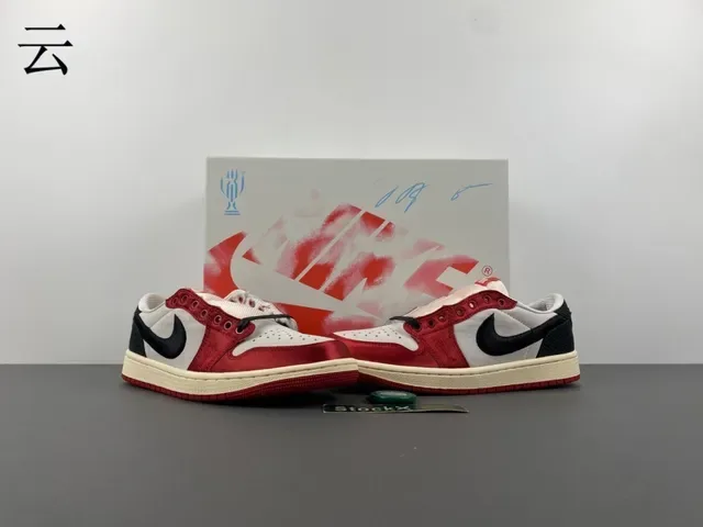 Nike Air Jordan 1 Low Red Black White Lifestyle Sneakers 13