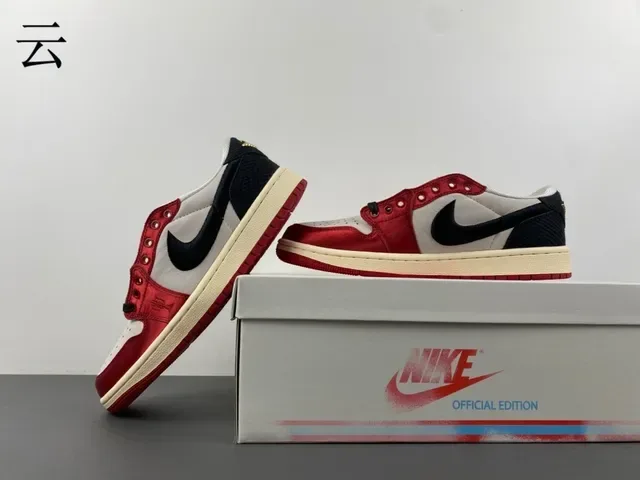 Nike Air Jordan 1 Low Red Black White Lifestyle Sneakers 14