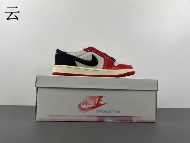 Nike Air Jordan 1 Low Red Black White Lifestyle Sneakers 15